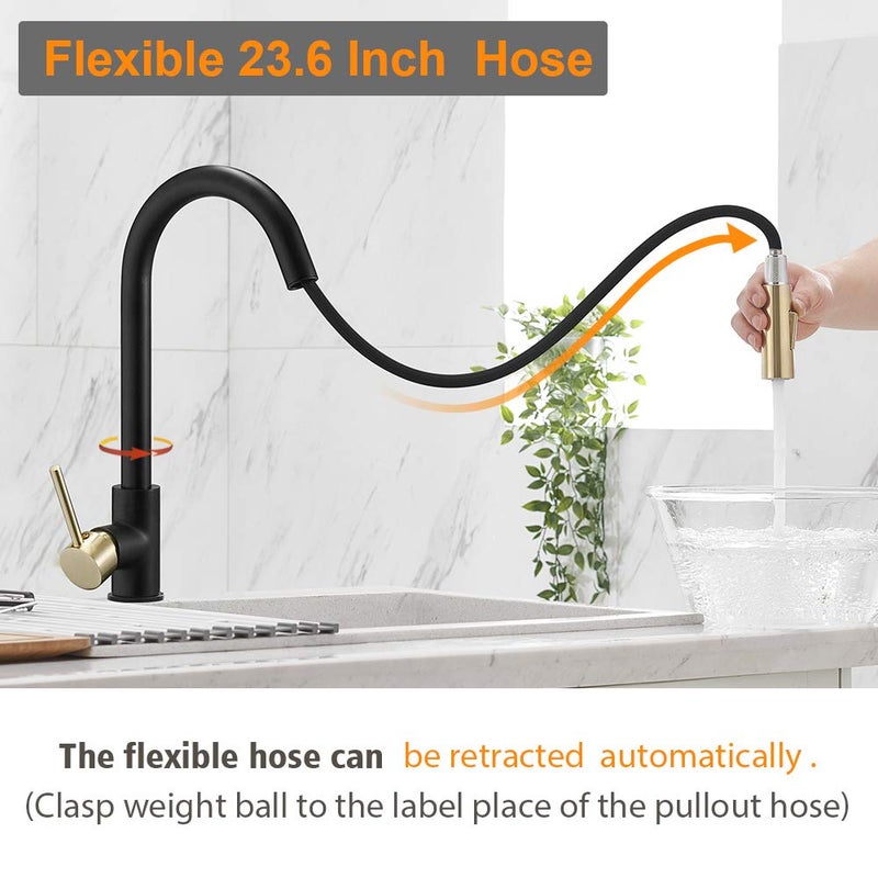 Hoimpro Kitchen Sink Faucet with Pull Out Sprayer, Rv Kitchen Faucet Pull Down Sprayer - Image 5